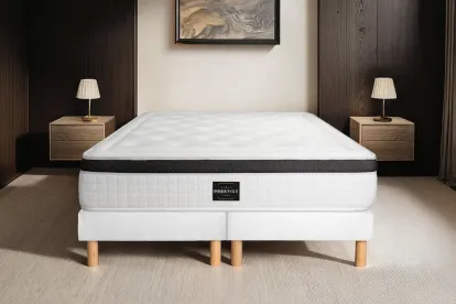 Ensemble Matelas Sommier 200x200 cm - 2 Sommiers Blancs (déjà monté) - Privilège