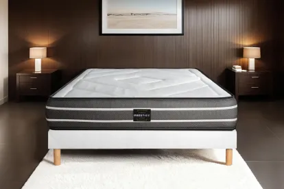 Ensemble Matelas Sommier 140x190 cm - Sommier Blanc (déjà monté) - Exclusive