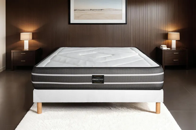 Ensemble Matelas Sommier 140x190 cm - Sommier Blanc (déjà monté) - Exclusive