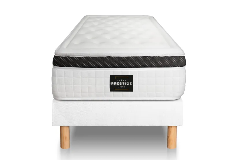 Ensemble Matelas Sommier 90x200 cm - Sommier Blanc (déjà monté) - Privilège