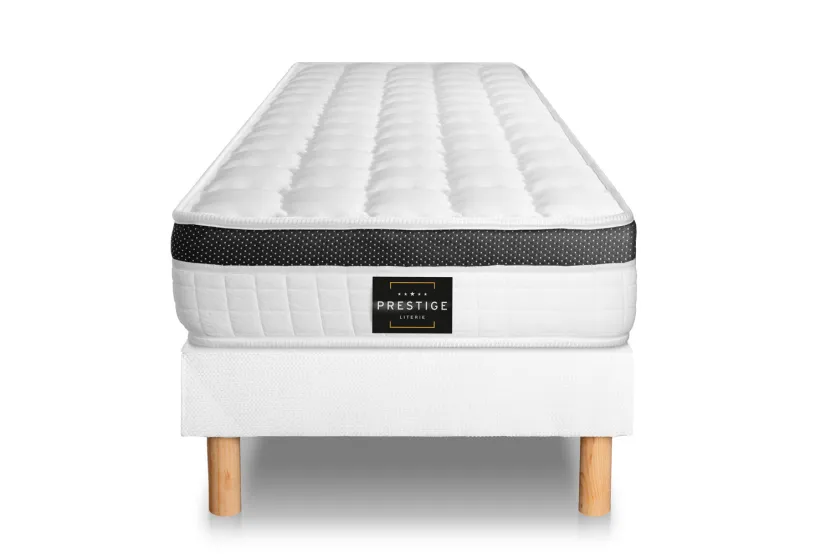 Ensemble Matelas Sommier 90x190 cm - Sommier Blanc (déjà monté) - Supérieur