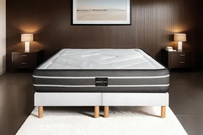 Ensemble Matelas Sommier 180x200 cm - 2 Sommiers Blancs (déjà monté) - Exclusive