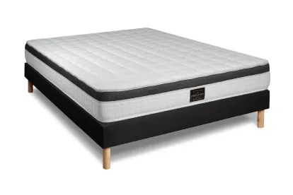 Ensemble Matelas Sommier 200x200 cm - Sommier Noir (en kit) - Supérieur