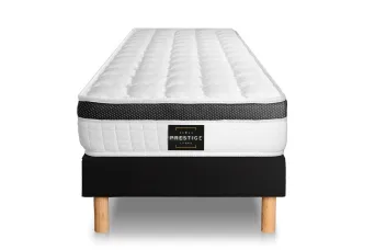 Ensemble Matelas Sommier 80x190 cm - Sommier Noir (déjà monté) - Supérieur
