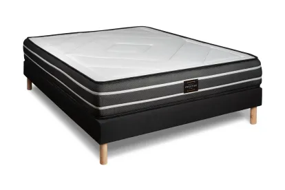 Ensemble Matelas Sommier 140x190 cm - Sommier Noir (en kit) - Exclusive