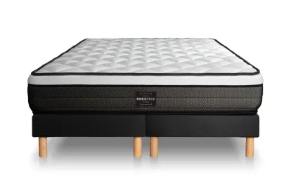 Ensemble Matelas Sommier 180x200 cm - 2 Sommiers Noirs (déjà monté) - Suite