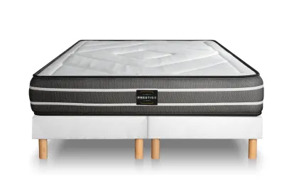 Ensemble Matelas Sommier 160x200 cm - 2 Sommiers Blancs - Exclusive