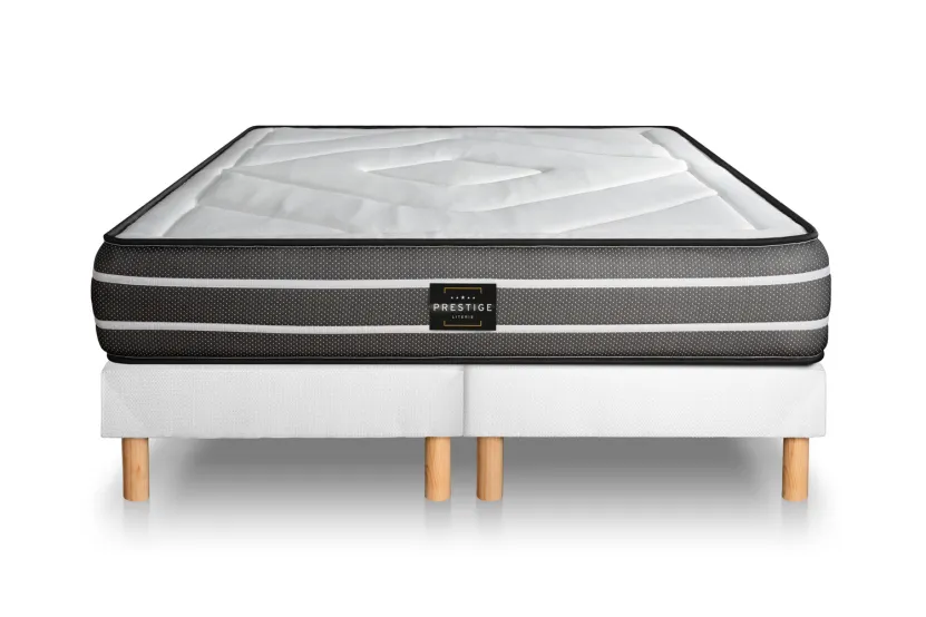 Ensemble Matelas Sommier 160x200 cm - 2 Sommiers Blancs - Exclusive