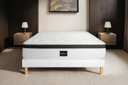 Ensemble Matelas Sommier 140x190 cm - Sommier Blanc (déjà monté) - Privilège