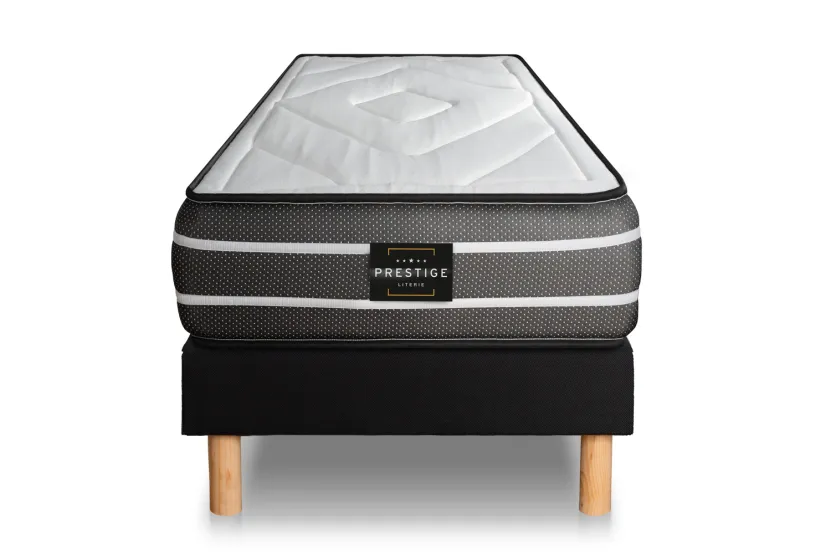 Ensemble Matelas Sommier 80x200 cm - Sommier Noir (déjà monté) - Exclusive