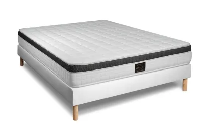 Ensemble Matelas Sommier 160x200 cm - Sommier Blanc (déjà monté) - Supérieur