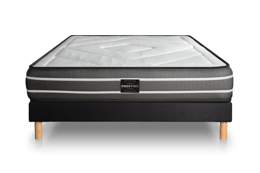 Ensemble Matelas Sommier 160x200 cm - Sommier Noir (en kit) - Exclusive
