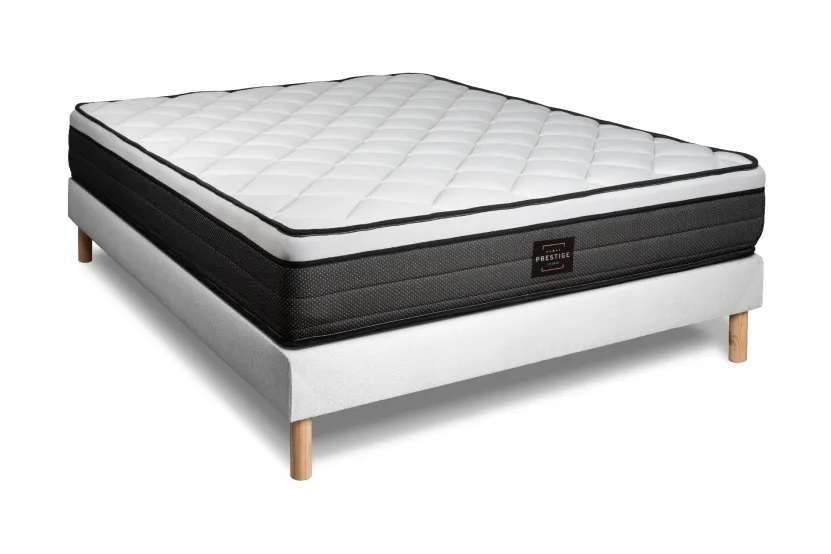 Ensemble Matelas Sommier 140x190 cm - Sommier Blanc (déjà monté) - Suite