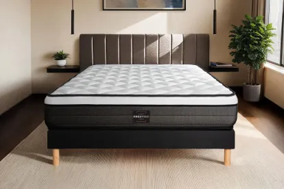 Ensemble Matelas Sommier 200x200 cm - Sommier Noir (en kit) - Suite