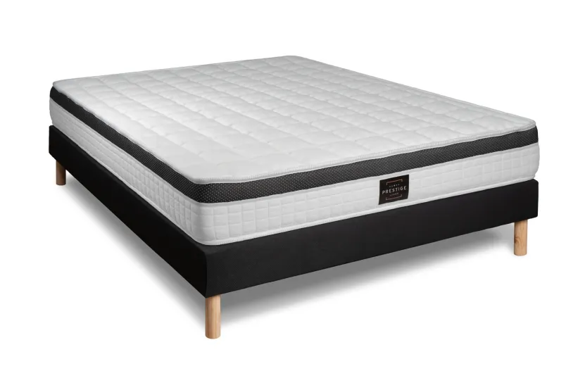 Ensemble Matelas Sommier 160x200 cm - Sommier Noir (déjà monté) - Supérieur