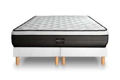 Ensemble Matelas Sommier 200x200 cm - 2 Sommiers Blancs (déjà monté) - Suite