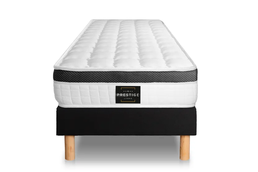 Ensemble Matelas Sommier 120x200 cm - Sommier Noir (déjà monté) - Supérieur