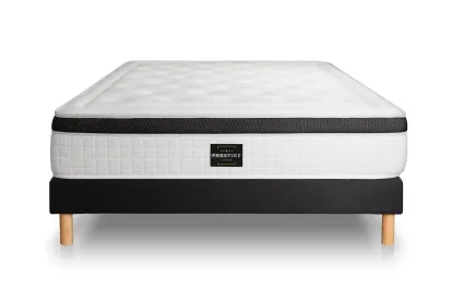 Ensemble Matelas Sommier 140x190 cm - Sommier Noir (en kit) - Privilège