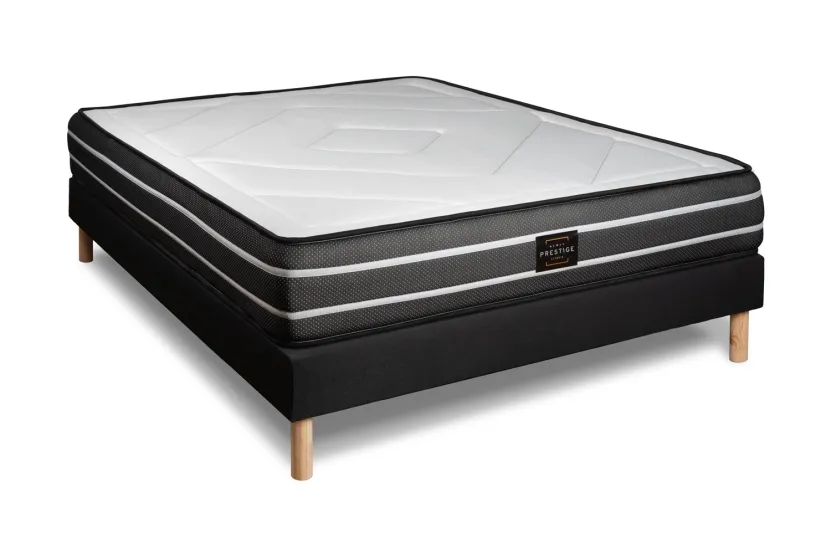 Ensemble Matelas Sommier 140x200 cm - Sommier Noir (en kit) - Exclusive