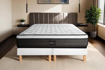 Ensemble Matelas Sommier 160x200 cm - 2 Sommiers Blancs - Suite