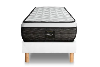 Ensemble Matelas Sommier 90x200 cm - Sommier Blanc (en kit) - Suite