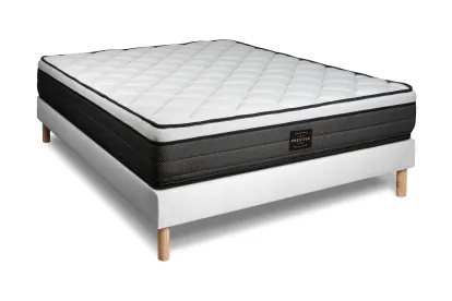 Ensemble Matelas Sommier 140x190 cm - Sommier Blanc (en kit) - Suite