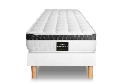 Ensemble Matelas Sommier 120x190 cm - Sommier Blanc (déjà monté) - Supérieur
