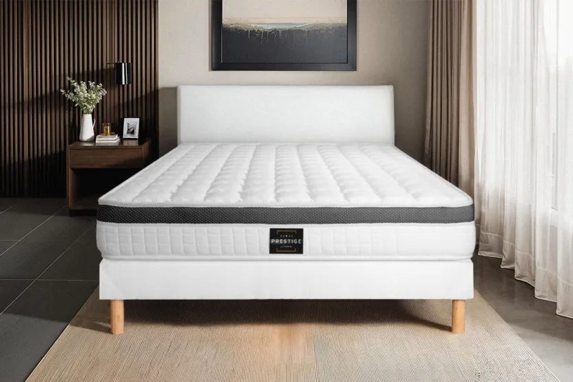 Ensemble Matelas Sommier 160x200 cm - Sommier Blanc (en kit) - Supérieur