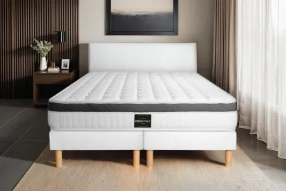 Ensemble Matelas Sommier 200x200 cm - 2 Sommiers Blancs (déjà monté) - Supérieur