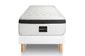 Ensemble Matelas Sommier 120x190 cm - Sommier Blanc (déjà monté) - Privilège