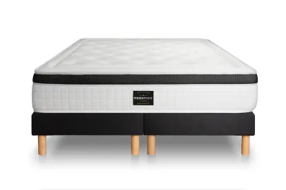 Ensemble Matelas Sommier 200x200 cm - 2 Sommiers Noirs (déjà monté) - Privilège