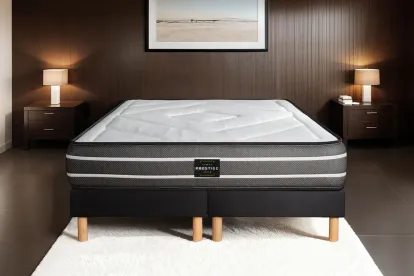 Ensemble Matelas Sommier 180x200 cm - 2 Sommiers Noirs (déjà monté) - Exclusive