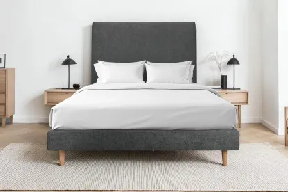 Sommier Tapissier 140x200 cm - H29 cm - Toile nattée - Gris anthracite