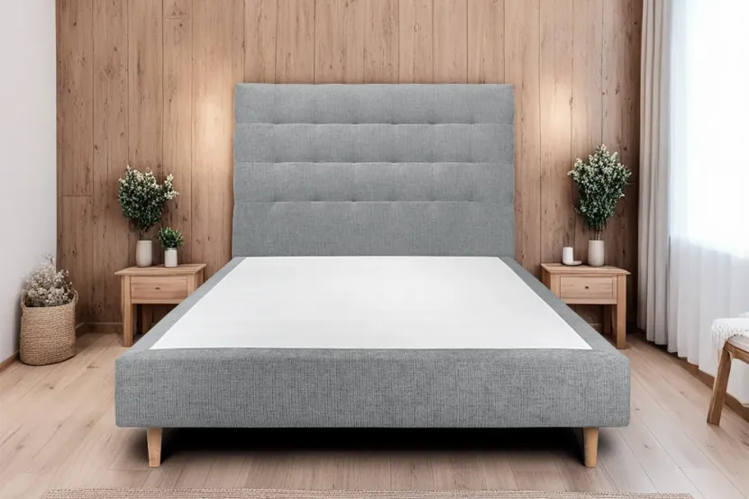 Tête de lit 150 cm Capitonnée - Tissu Toile Natté Gris Anthracite