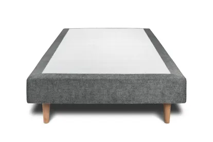 Sommier Tapissier 90x200 cm - H29 cm - Toile nattée - Gris anthracite