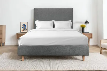 Tête de lit 160 cm Tapissée - Tissu Toile Natté Gris Anthracite