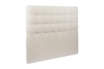 Tête de lit 135 cm Capitonnée - Tissu Bouclette Beige Clair