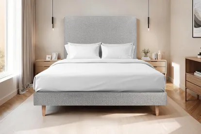 Sommier Tapissier 135x190 cm - H29 cm - Bouclette - Gris
