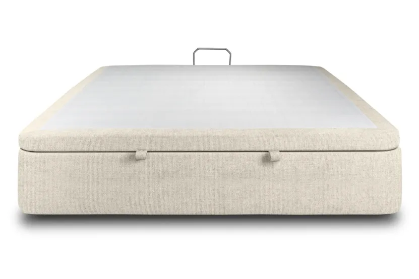 Sommier Coffre 180x200 cm - Toile Nattée - Beige Clair