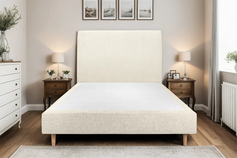 Tête de lit 140 cm Tapissée - Tissu Toile Natté Beige Clair