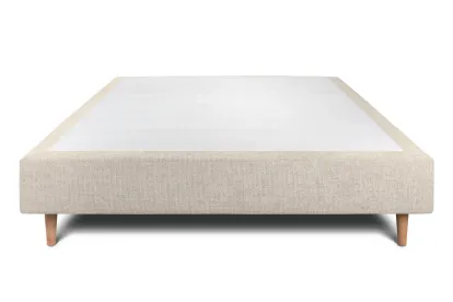 Sommier Tapissier 140x190 cm - H35 cm - Toile nattée - Beige clair