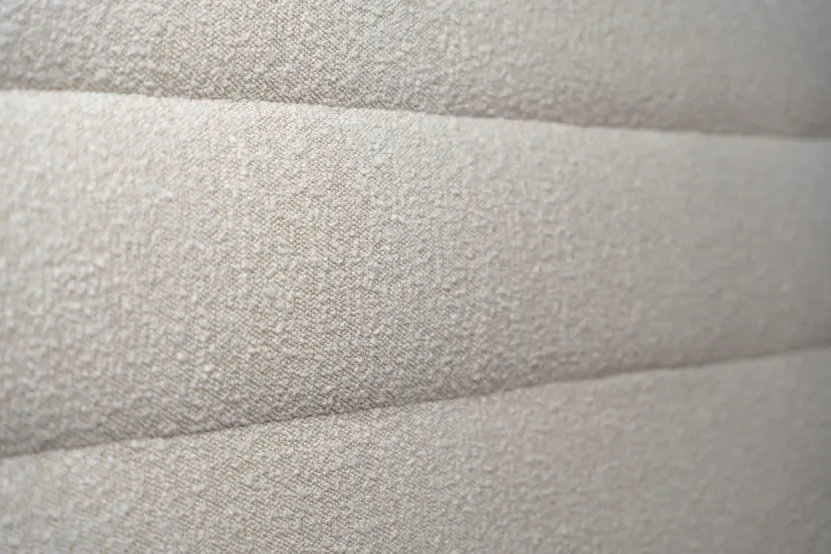 Tête de lit 150 cm Lignes - Tissu Bouclette Beige Clair