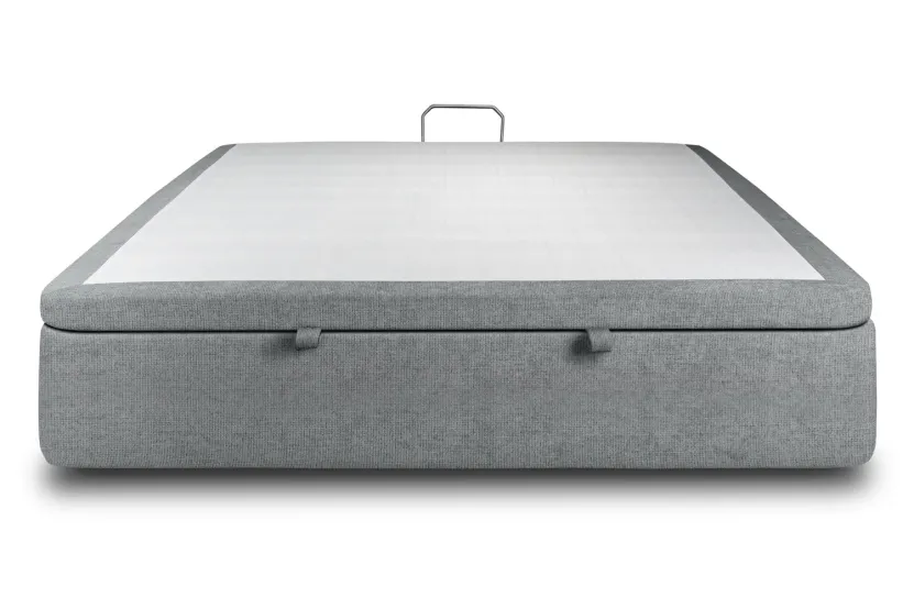 Sommier Coffre 140x200 cm - Toile Nattée - Gris Anthracite