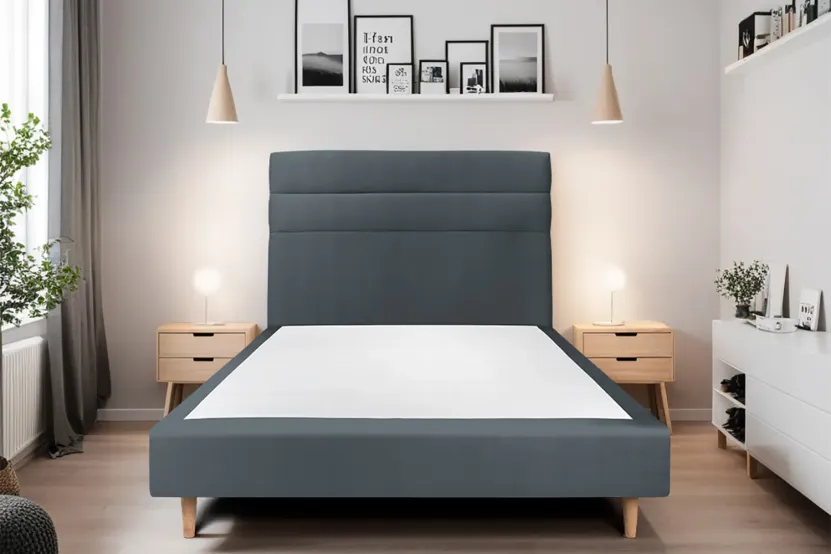 Tête de lit 200 cm Lignes - Tissu Velours Gris Anthracite