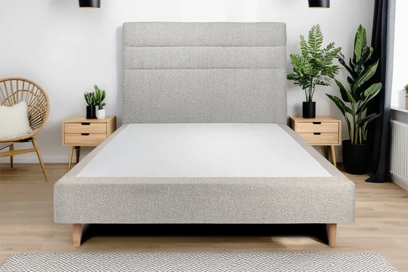 Tête de lit 140 cm Lignes - Tissu Bouclette Gris