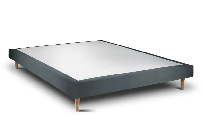 Sommier Tapissier 140x200 cm (déjà monté) - Velours - Gris Anthracite