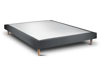 Sommier Tapissier 150x200 cm - H29 cm - Velours - Gris anthracite