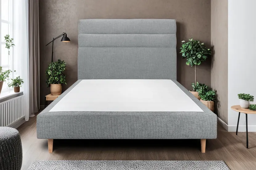 Tête de lit 150 cm Lignes - Tissu Toile Natté Gris Anthracite