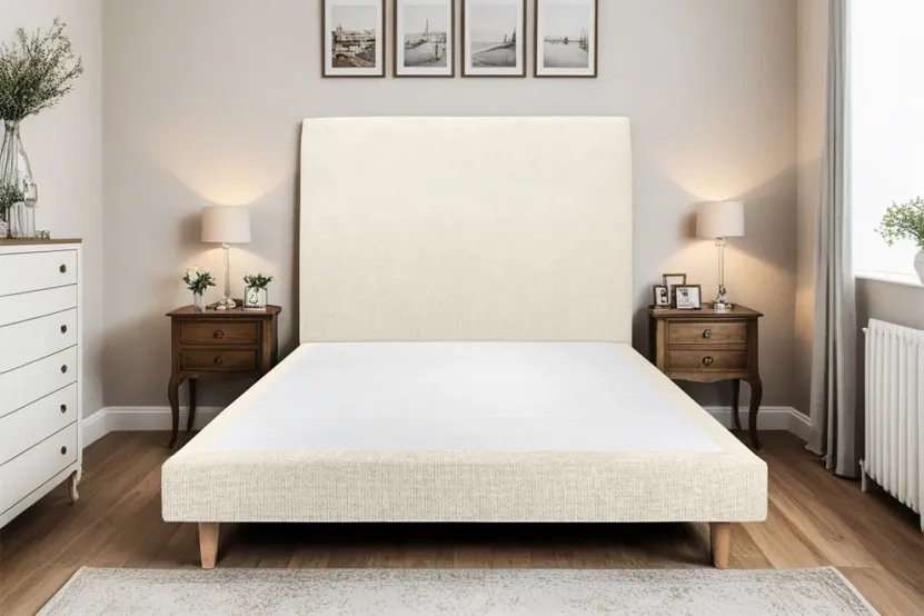 Sommier Tapissier 140x200 cm (déjà monté) - Toile Nattée - Beige Clair