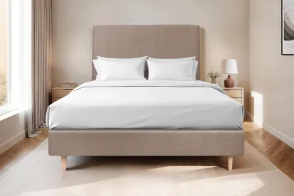Tête de lit 150 cm Tapissée - Tissu Velours Taupe